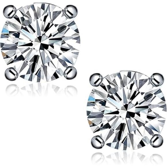 Moissanite Stud Earrings, 0.6ct-4ct D Color VVS1 Clarity Brilliant Round Cut - Picture 7 of 7